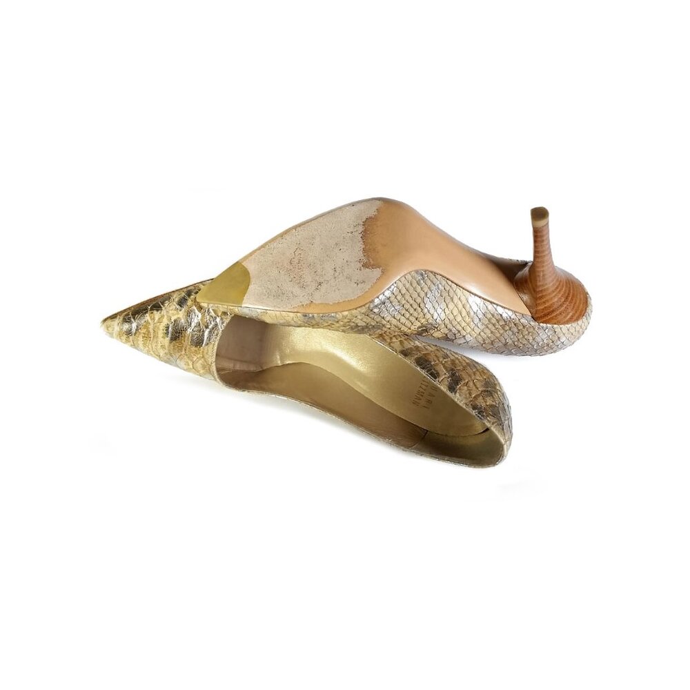 Stuart Weitzman Pumps Size 6.5 Python Snake Embossed Tan Pumps - Picture 8 of 10